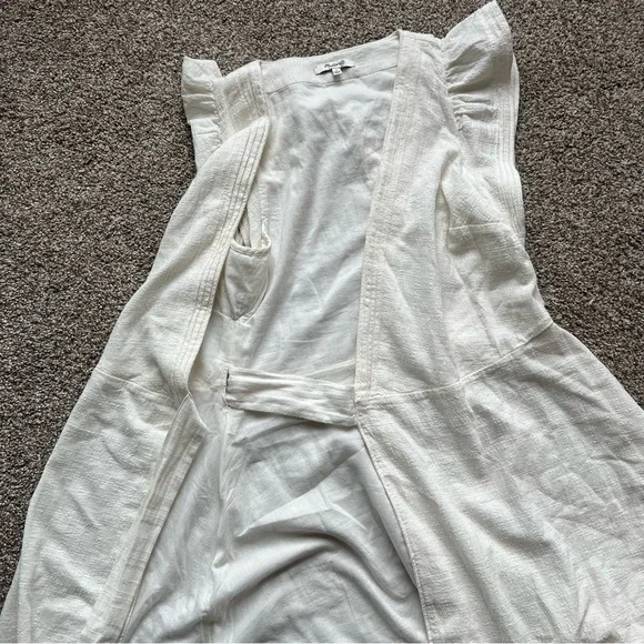Madewell Ruffle-Sleeve Wrap Mini Dress in White, Size Small - Picture 10 of 10